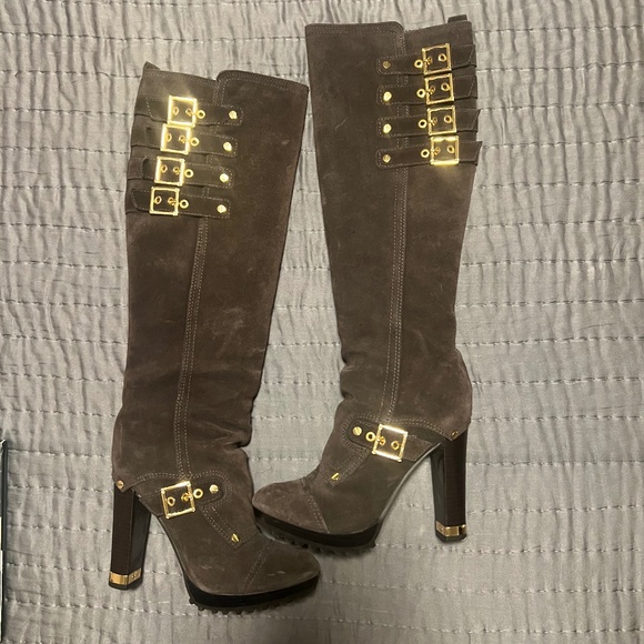 Tory Burch brown suede tall motorcycle boots size 6 - Picture 1 of 10